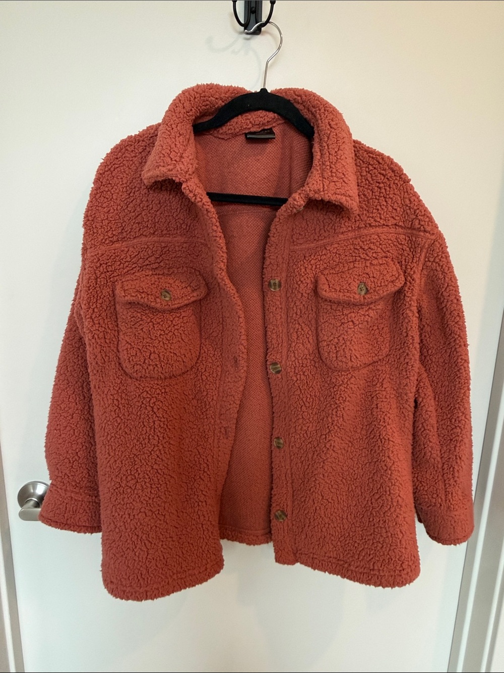 32 Degrees Heat Cozy Oversized Sherpa Jacket - Rust size XS/S